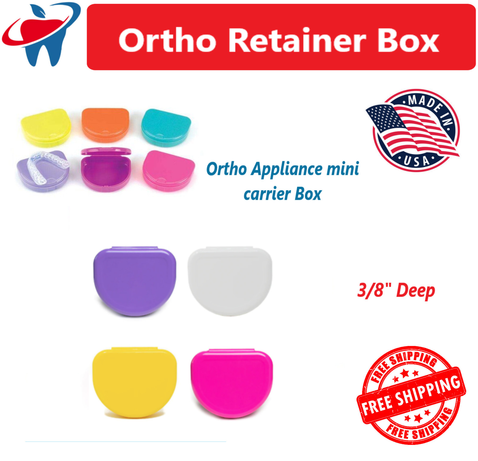 100/Box & 50/Box Dental Ortho Retainer Boxes, Sturdy plastic to protect retainer