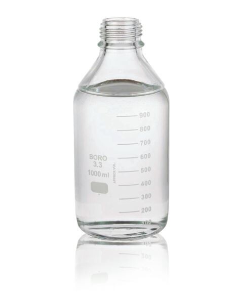 Case of 10, DWK Glass 1000mL 1L Graduated Autoclavable Coated Media Bottle GL/45