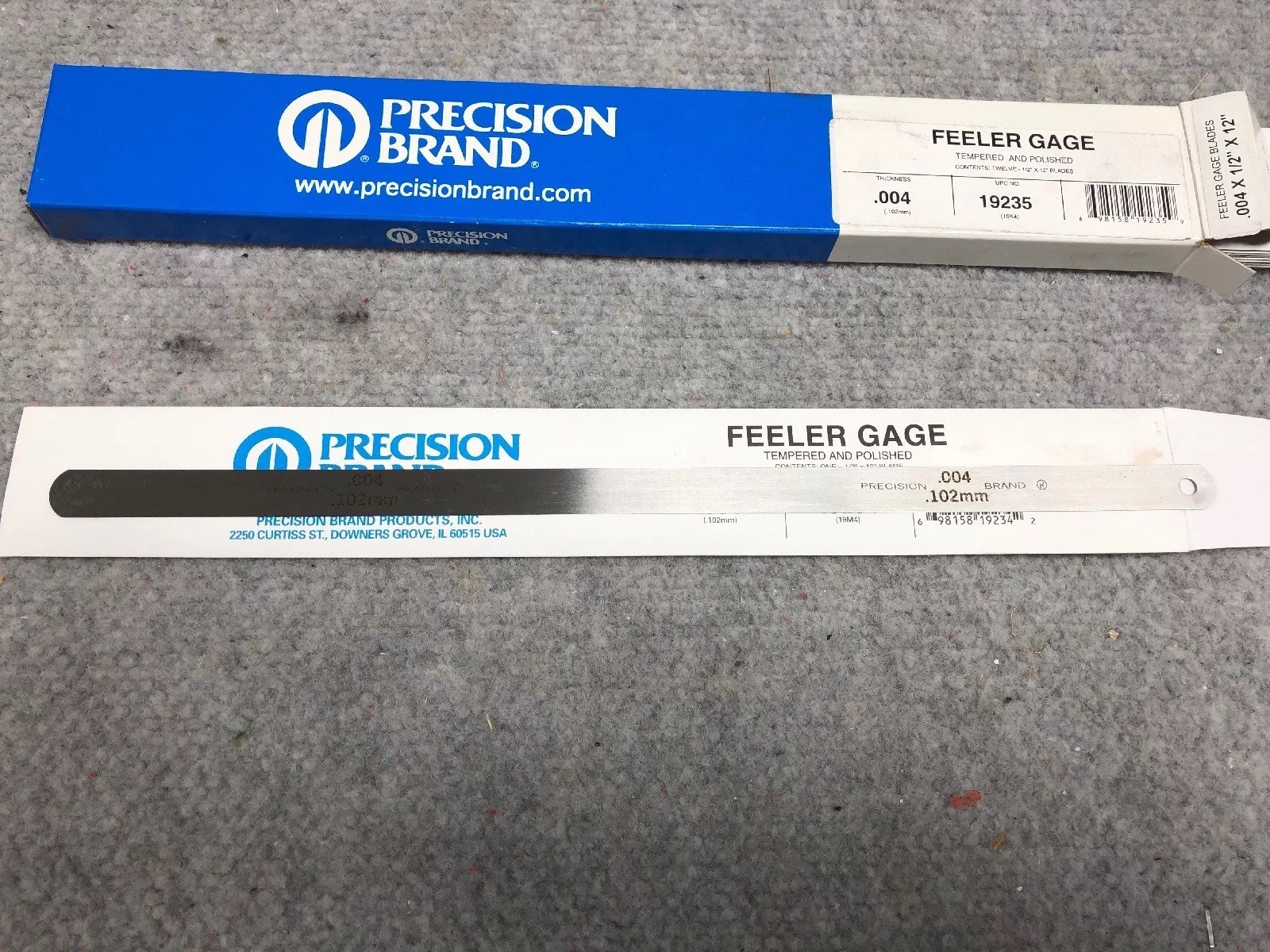 Lot of 2*** Feeler Gauge 0.004”X12” Long, 12 Pack PRECISION BRAND (24 Total)