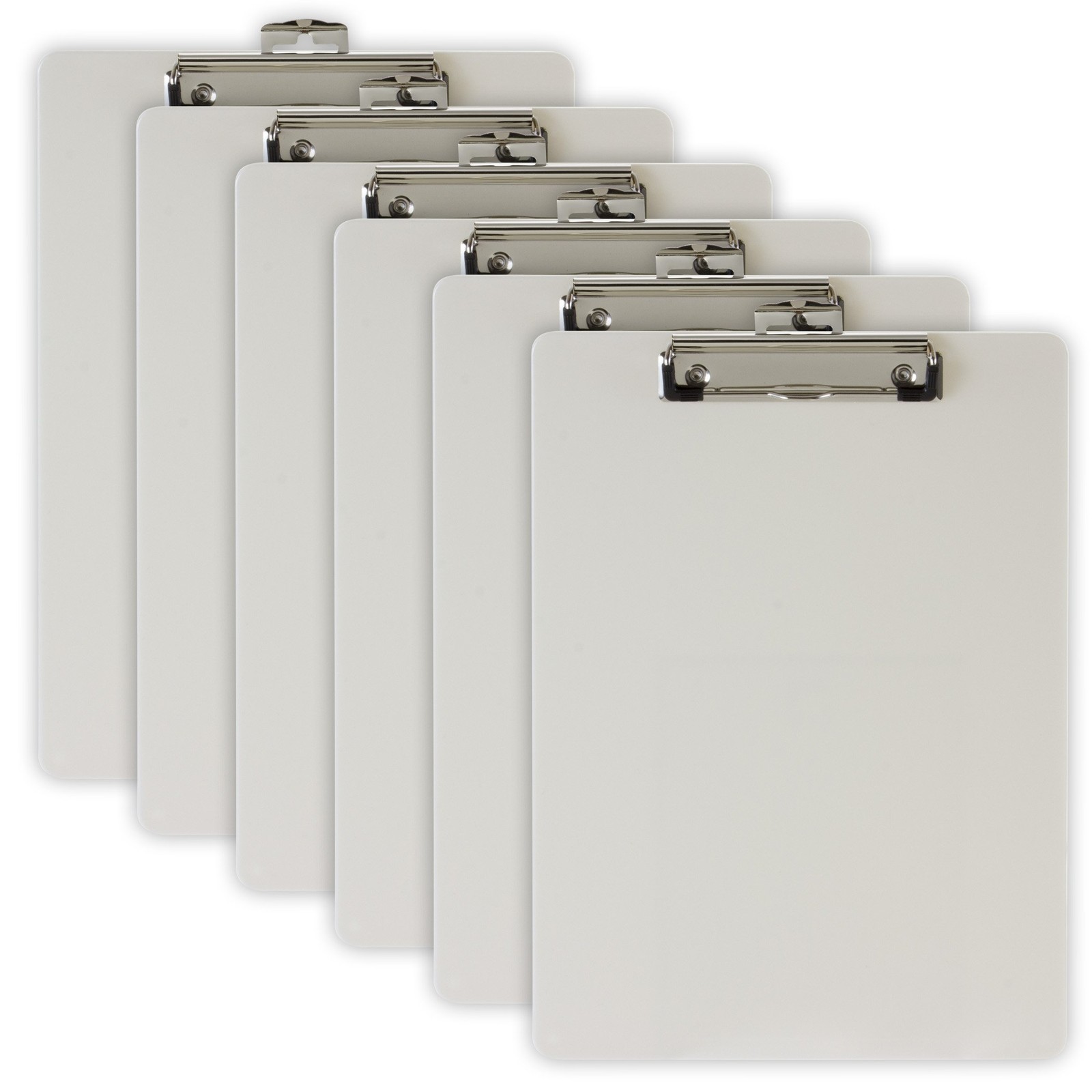 Recycled Plastic Clipboards Letter Size Pearl White Office School 6 Pack Set