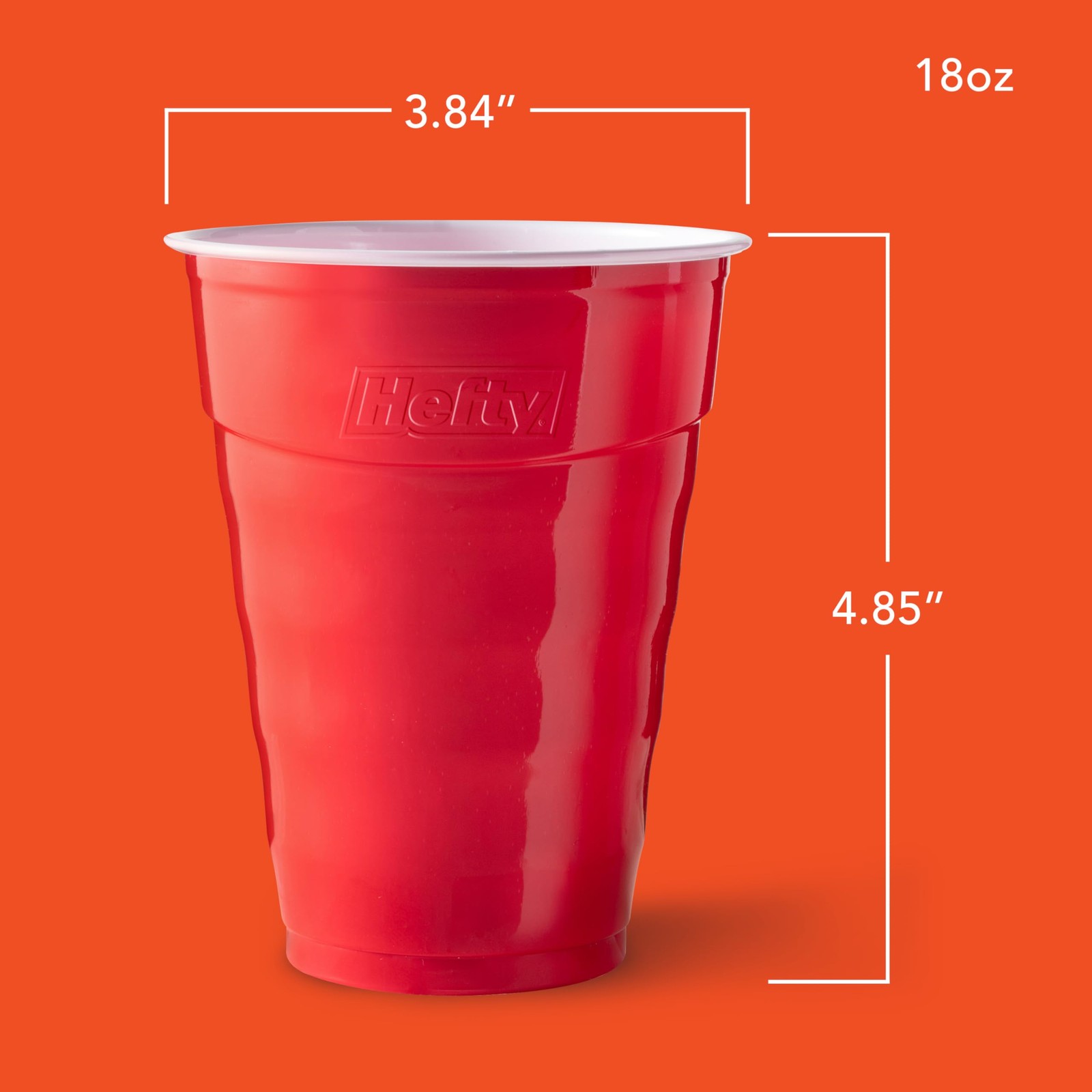 Party On Disposable Plastic Cups, 50 Count, 18 Oz 50 count, Red