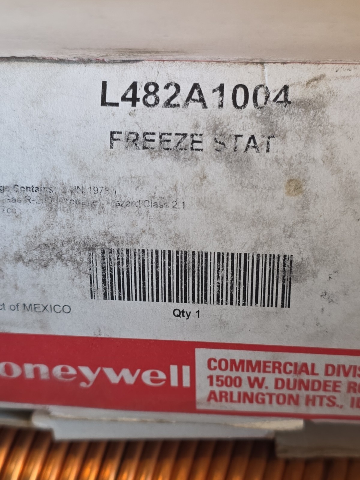 Honeywell L482A1004 Freeze Stat; 2 SPST 1 NO 1 NC, 15F to 55F, 20 Foot Tube NEW
