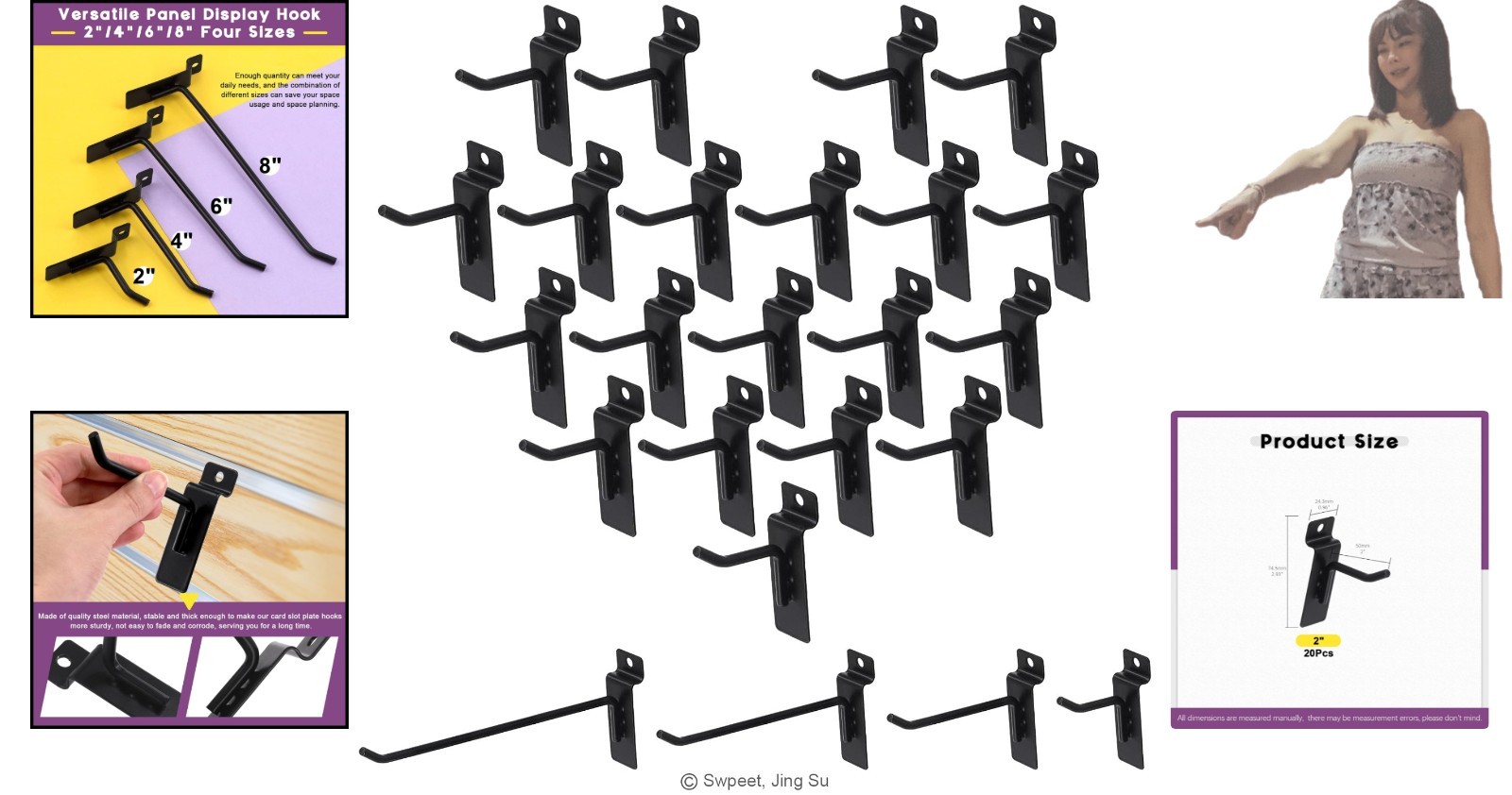 20Pc Heavy Duty 2-Inch Slatwall Hooks Assortment for Garage & Retail Display