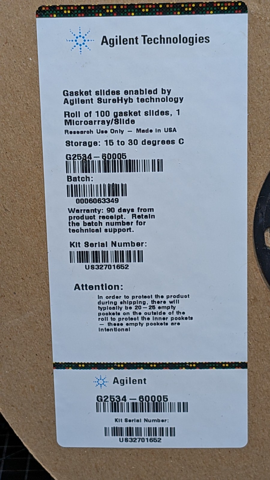 Agilent Technologies SureHyb Microarray Hybridization Gasket Slides G2534-6005