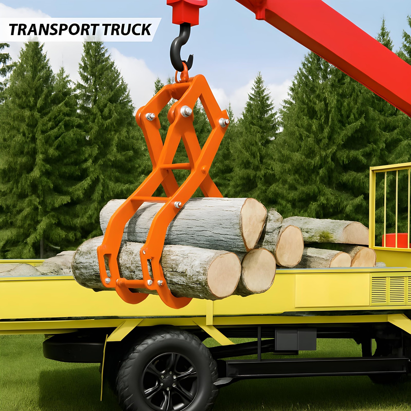 28»/32»/36″ Log Lifting Tongs, 4-Claw Log Tongs, Heavy Duty Steel Log Grapple
