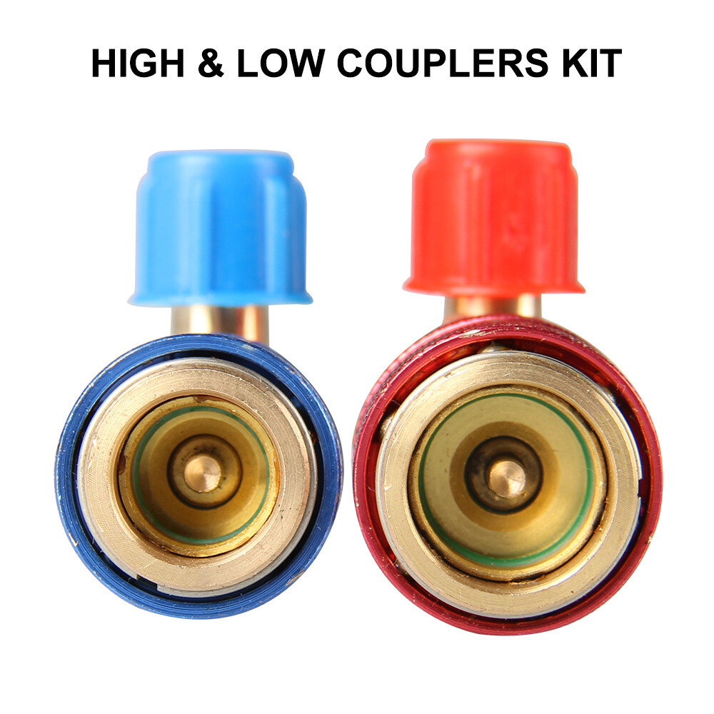 2 Car Air Conditioner Quick Connector AC Manifold Gauge High/Low Coupler Adapter