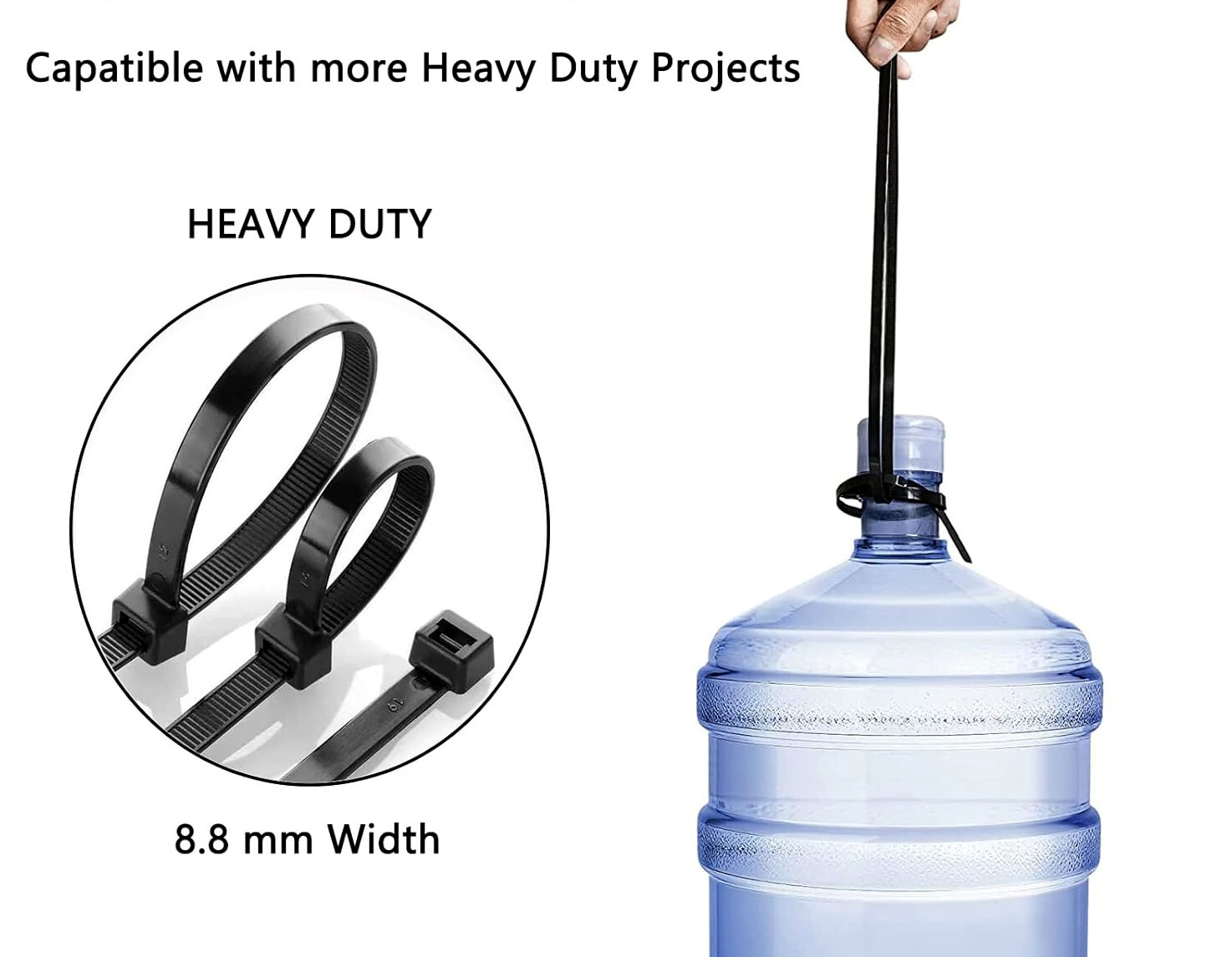 (24″ INCH) 10 – 20 PACK BLACK CABLE ZIP TIES Heavy Duty UV Resistant Nylon 66 UL