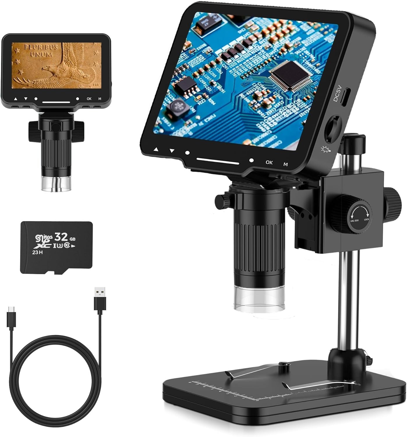 LCD Digital Microscope,4.3 Inch 1080P 10 Megapixels,10MP Camera Video Recorde…