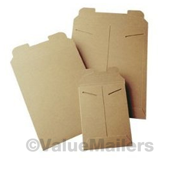 100 – 9.75×12.25 Kraft Rigid Photo Mailers Tab Locking Stay Flat Stayflats