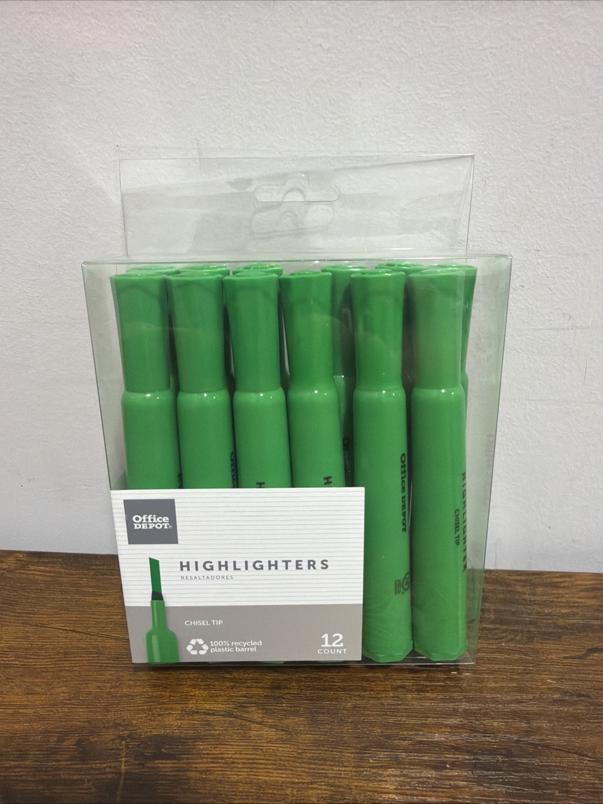 Office Depot Chisel-Tip Highlighter, 100% Recycled Plastic, Green, Pack Of 12,