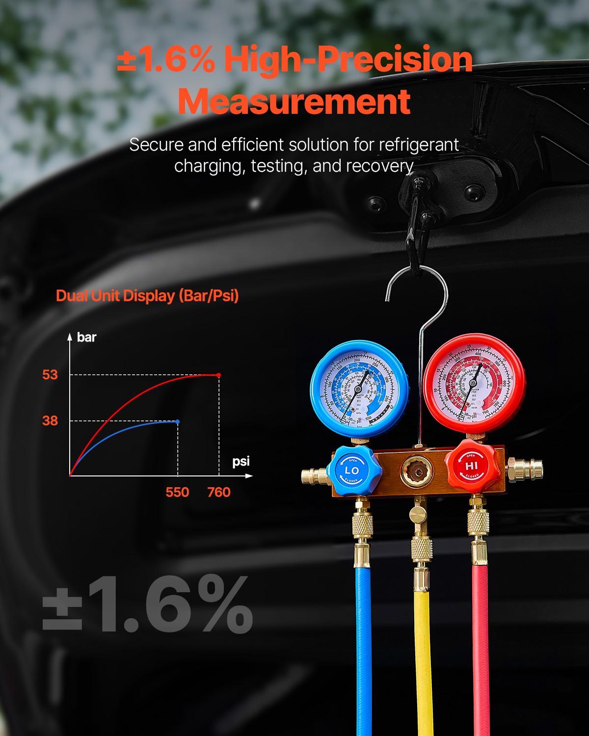 3.5 CFM HVAC Single Stage Rotary Vane Vacuum Pump and Manifold Gauge Kit