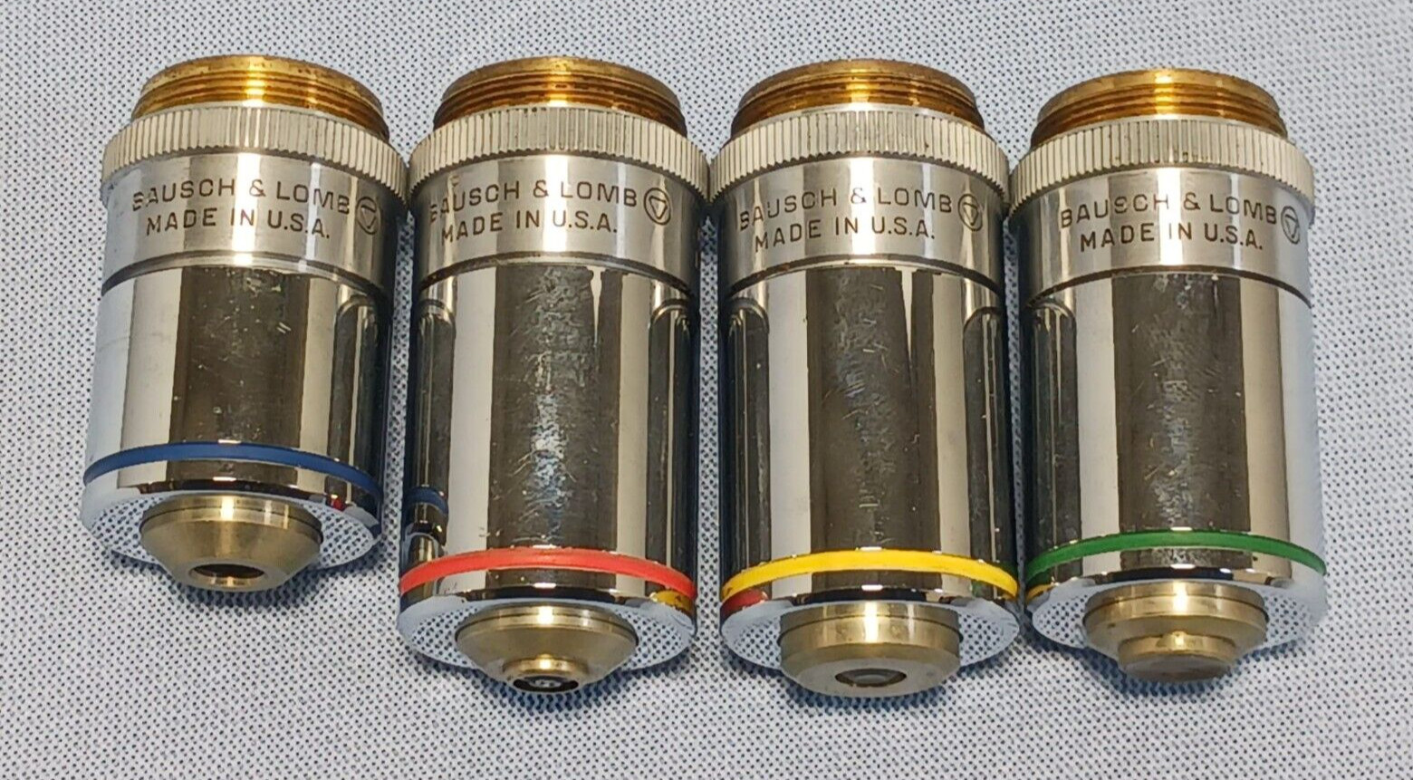 Bausch & Lomb 4X, 10X, 40X, 100X Oil Cover Glass 0.18 Microscope Objectives
