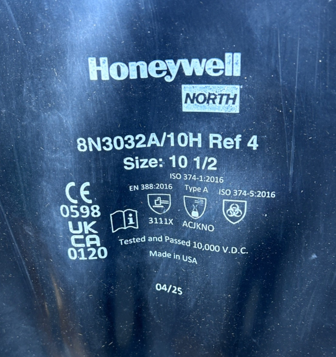 HONEYWELL North 8B3032A/10H Glove-Box 30 Mil Butyl Neoprene Gloves Black 10 1/2