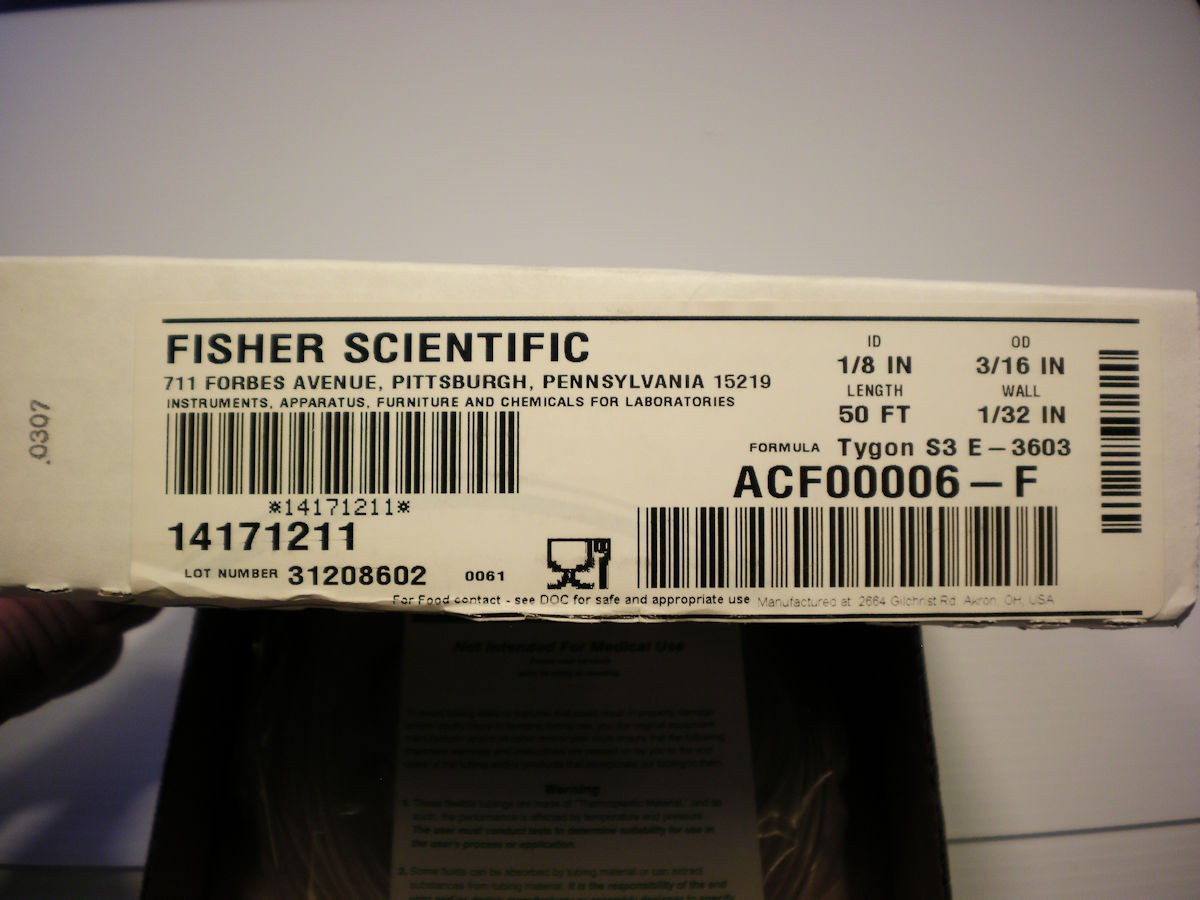 New 50ft. Tygon Tubing ACF00006 1/8″ I.D. x 3/16″ O.D. x 1/32″ Wall, E-3603 Lab