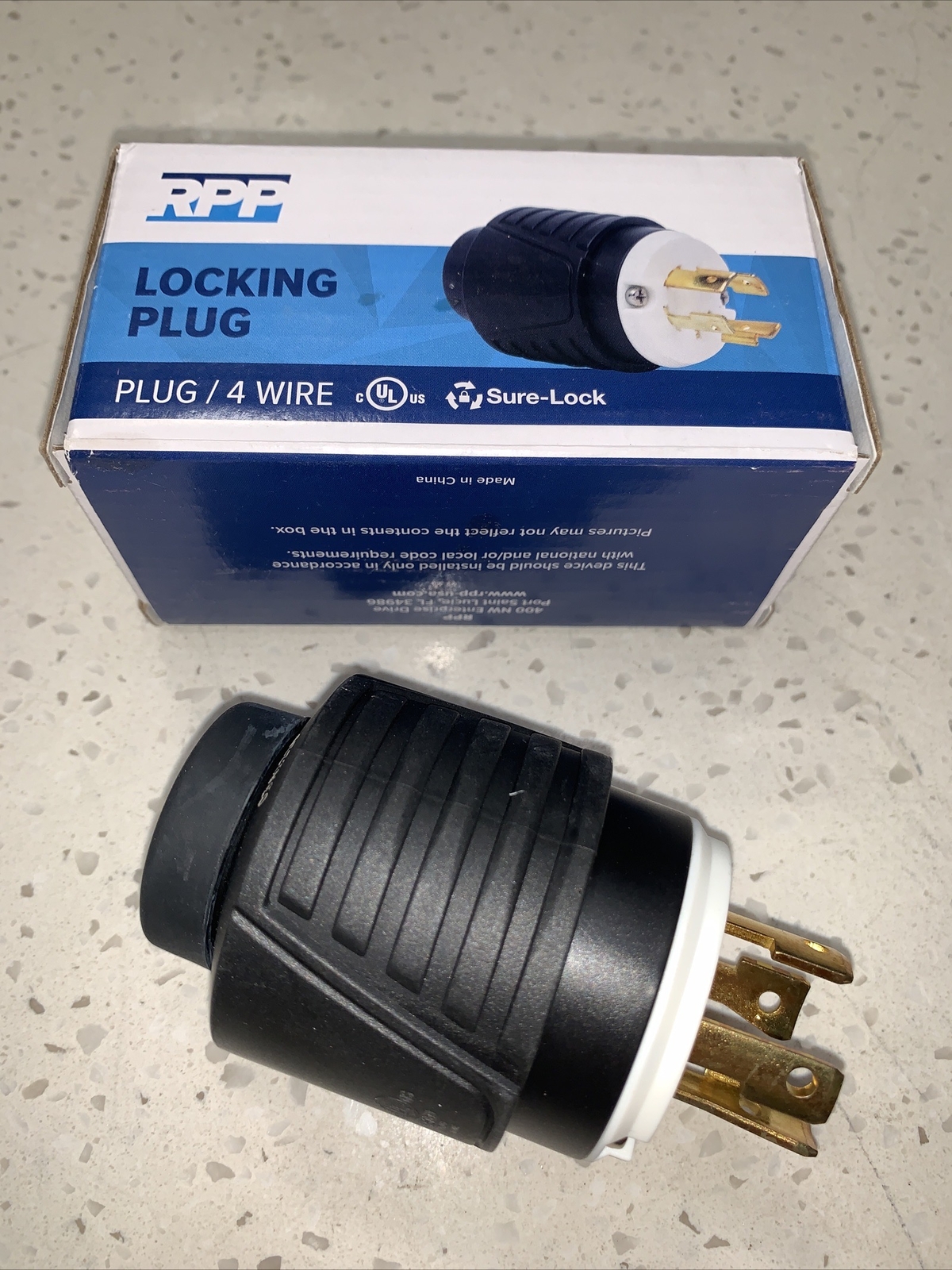30A 480V AC NEMA L16-30P 4-Prong Locking Plug by RPP