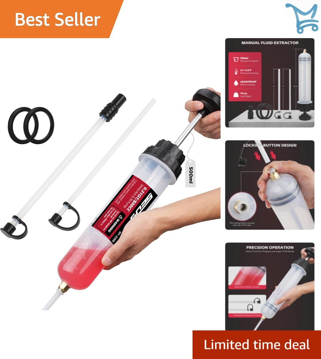 500CC Oil Syringe Fluid Extractor Pump Multi-Purpose Automotive Marine Tool