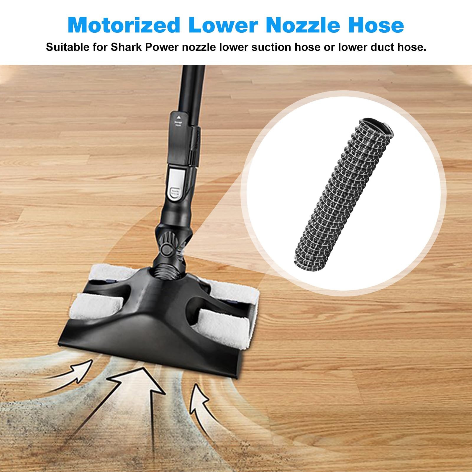 Motorized Lower Nozzle Hose Replacement Shark 6 inches x 1.25 inches, Black