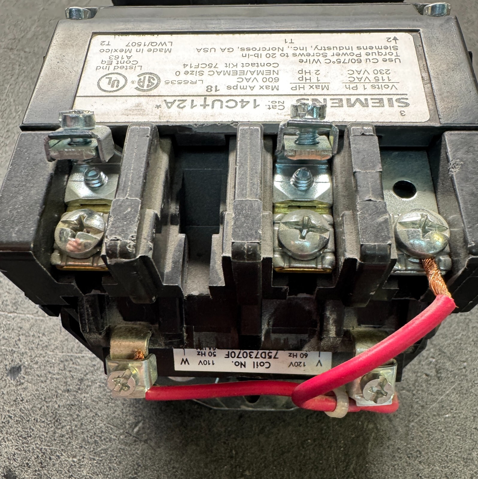 Siemens 14CU+12A* Motor Starter 18A Size 0 w/ESP200