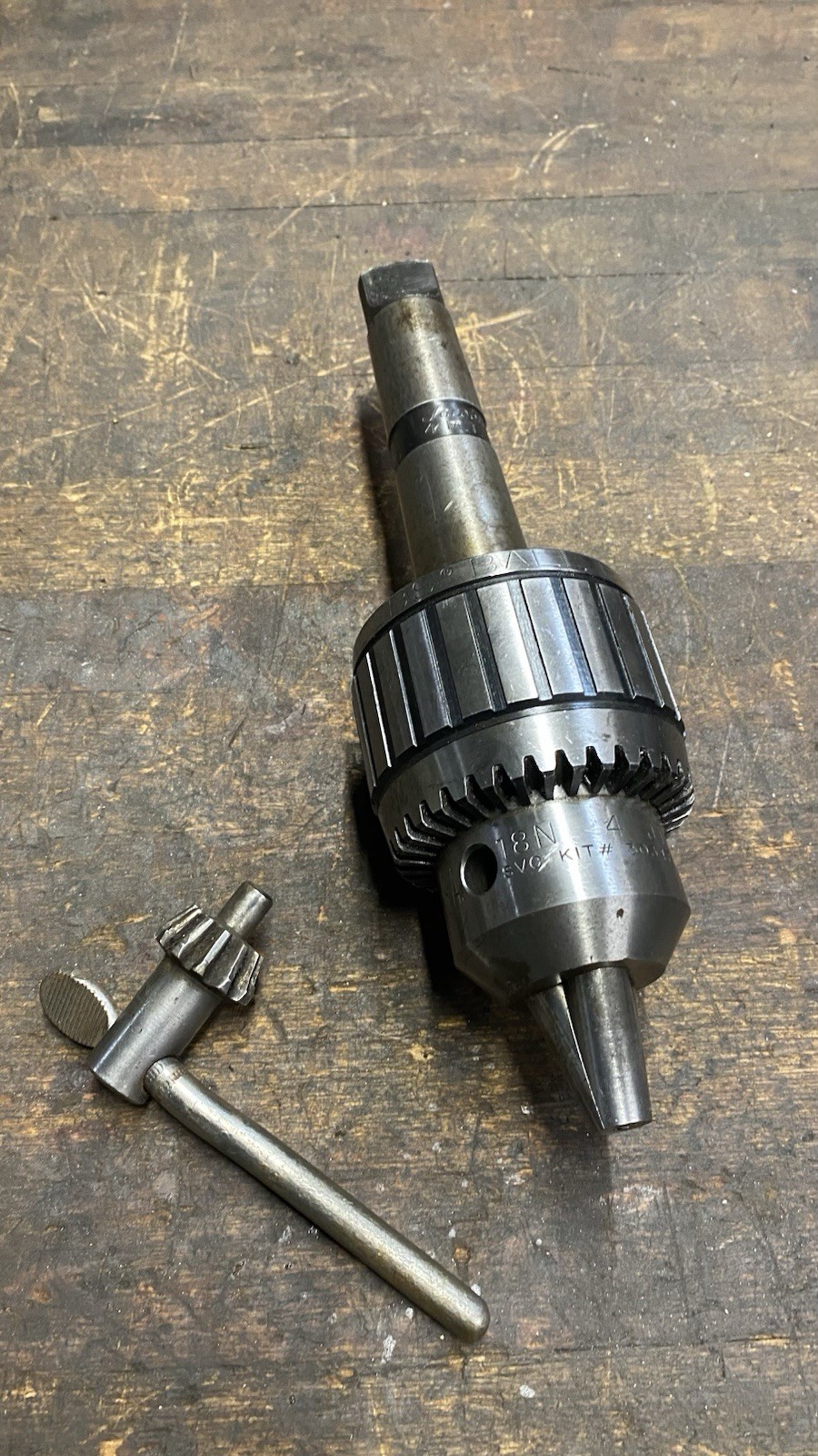 Jacobs 18N Ball Bearing Super Chuck with 4MT Shank Lathe Mill No. 4 Morse Taper