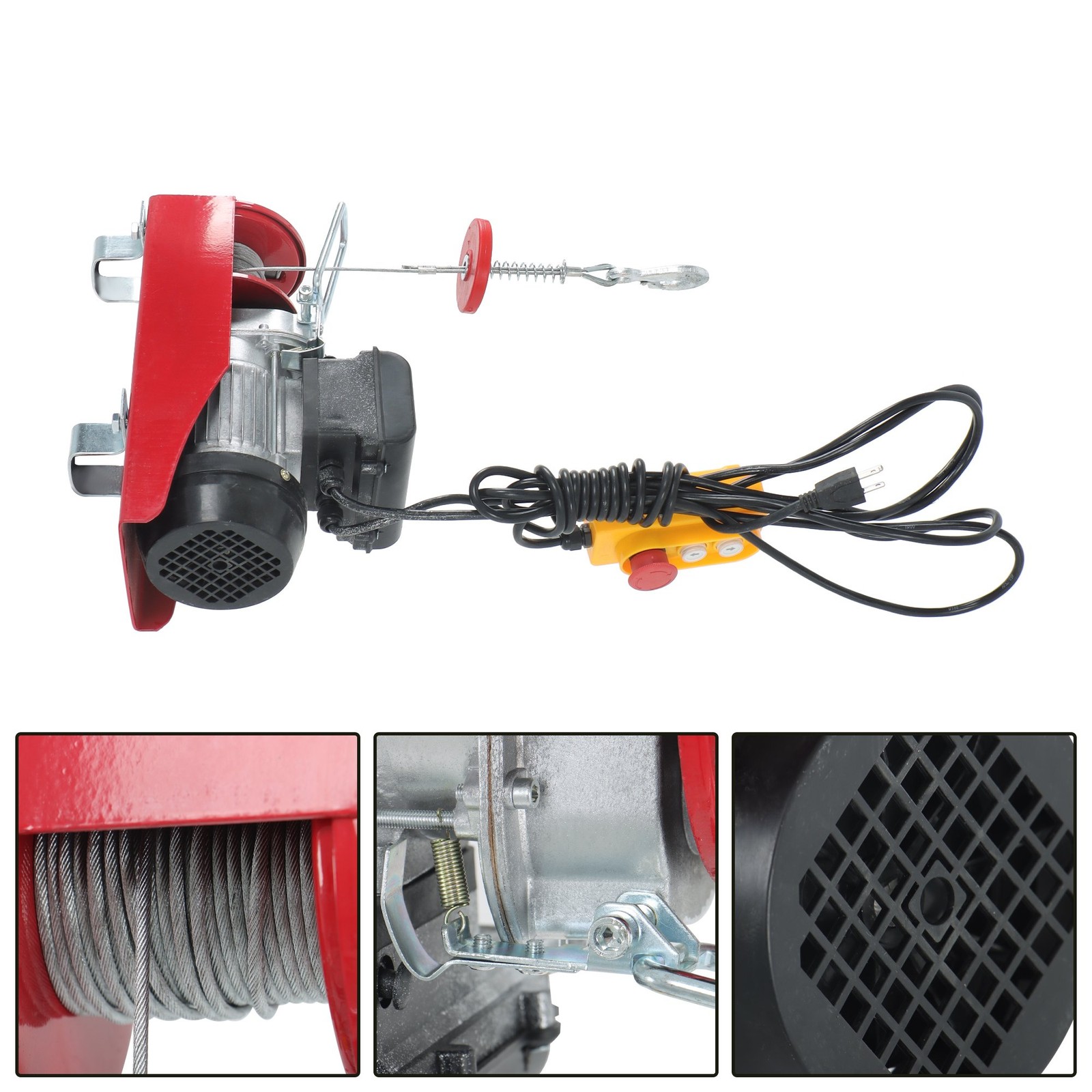 Mini Electric Hoist 440LBS/200kg Crane Winch with Wired Remote Control 510W 110V
