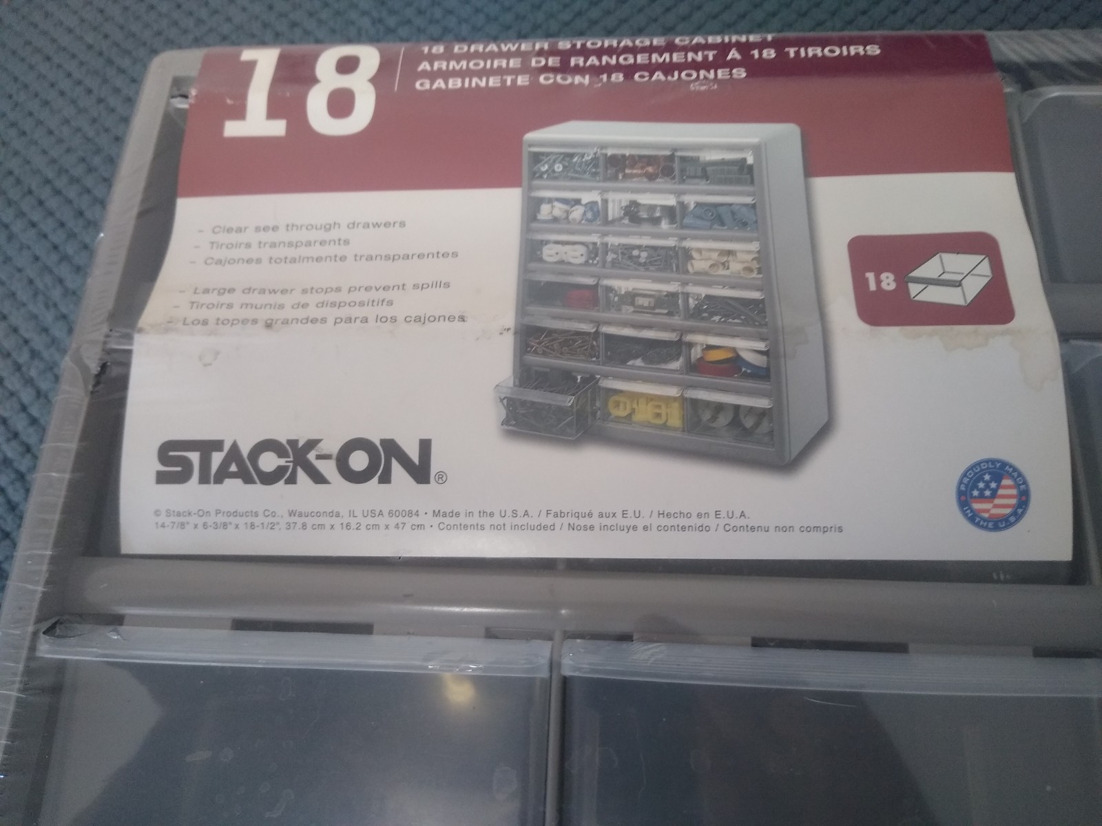 Stack-on 18 drawer plastic cabinet