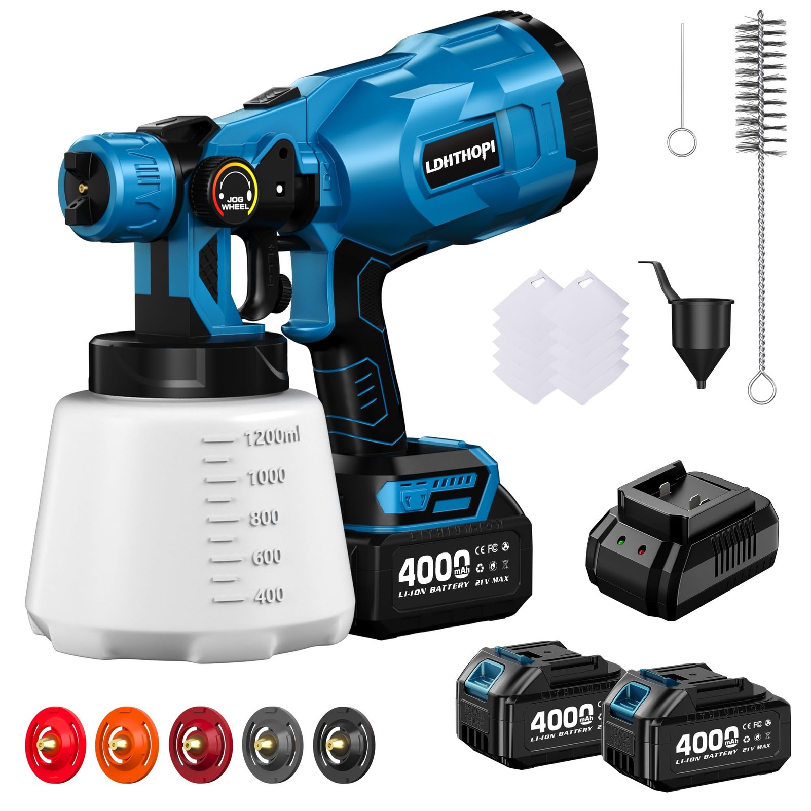 Ldhthopi Cordless Paint Sprayer 2 Batteries 1000W Hvlp 21V Battery Powered