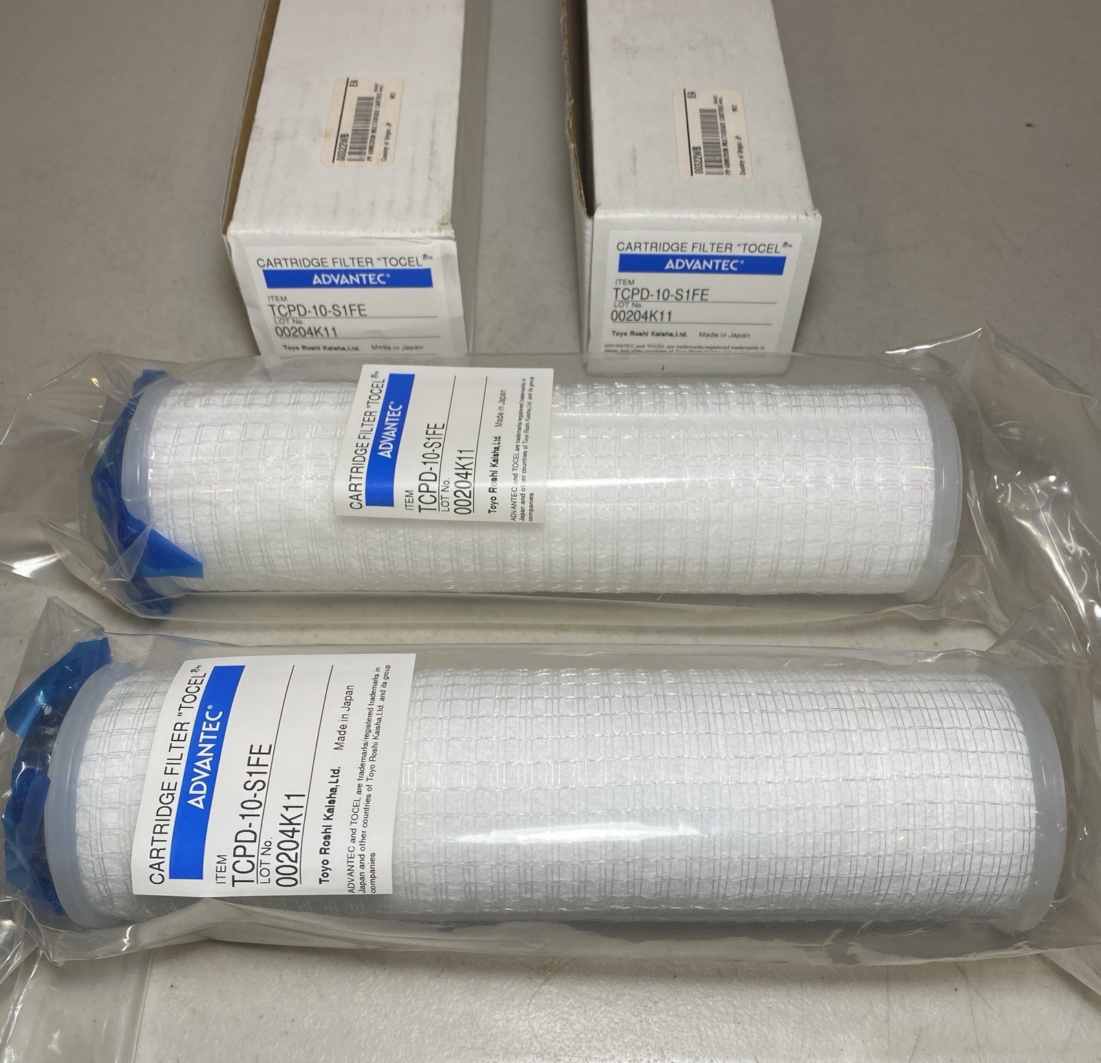 Qty 2 – ADVANTEC TCPD-10-S1FE CARTRIDGE FILTER TOCEL 40 MICRON POLYPROYLENE