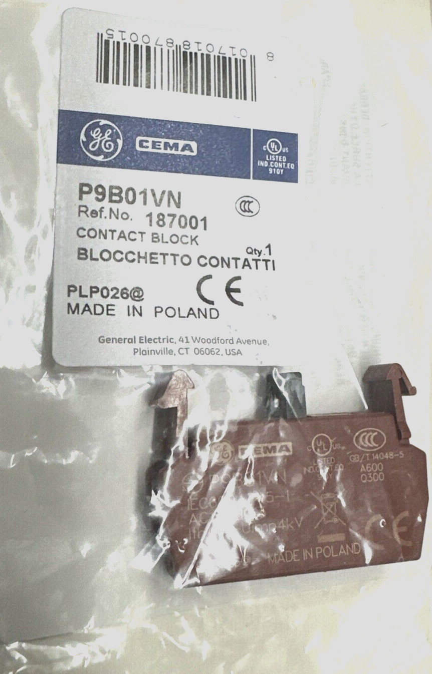 Contact Block P9B01VN Manufacturer GE CEMA Ref.No. 187001
