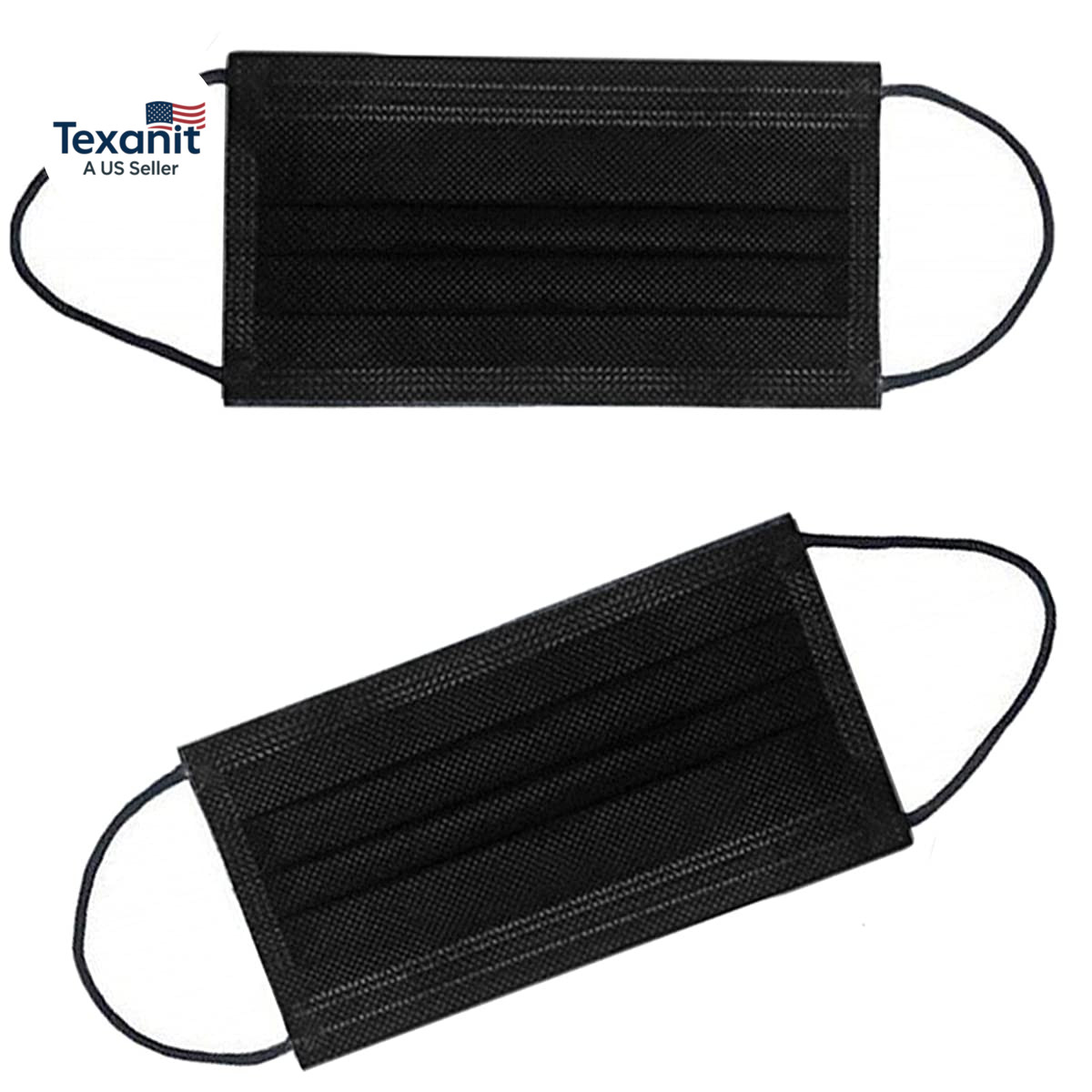 100PCS 3 Ply Black Disposable Face Mask Filter Protection Face Masks