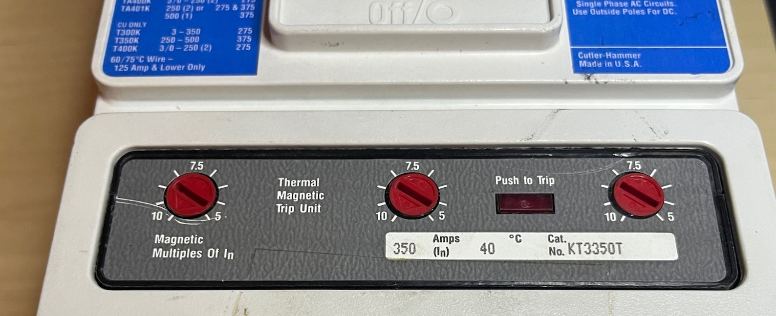 Eaton HKD3400F 600V 400A Circuit Breaker Frame With 350A Trip (KT350T)