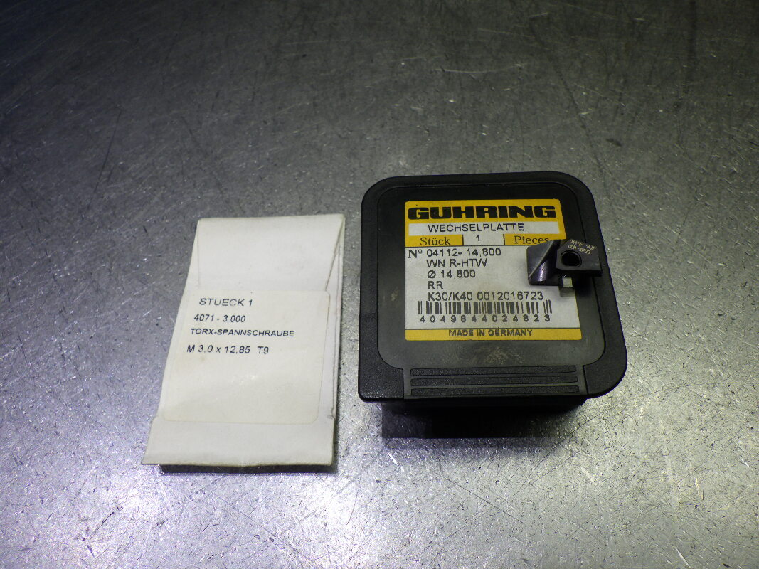 Guhring HT800WP 14.8mm Carbide Drill Tip Insert QTY1 9041120148000 (LOC786)
