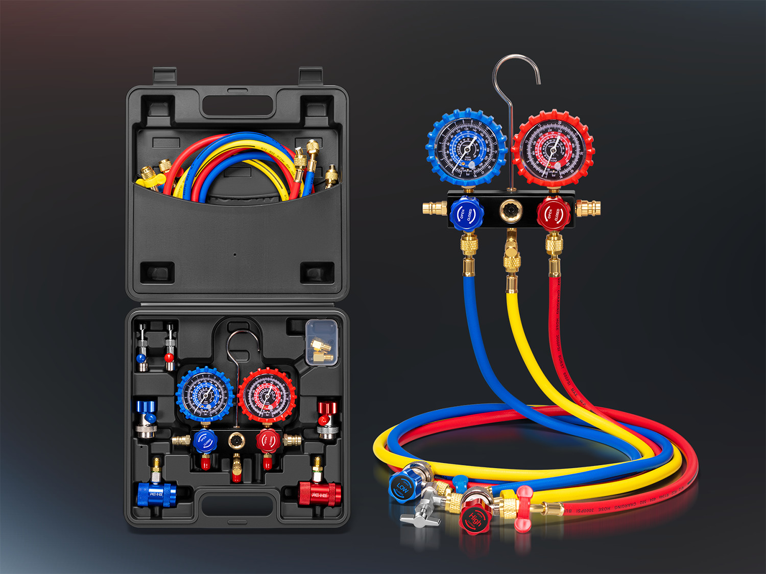 AC Manifold Gauge Set 3 Way For R1234yf R404a R134a Refrigeration Charging