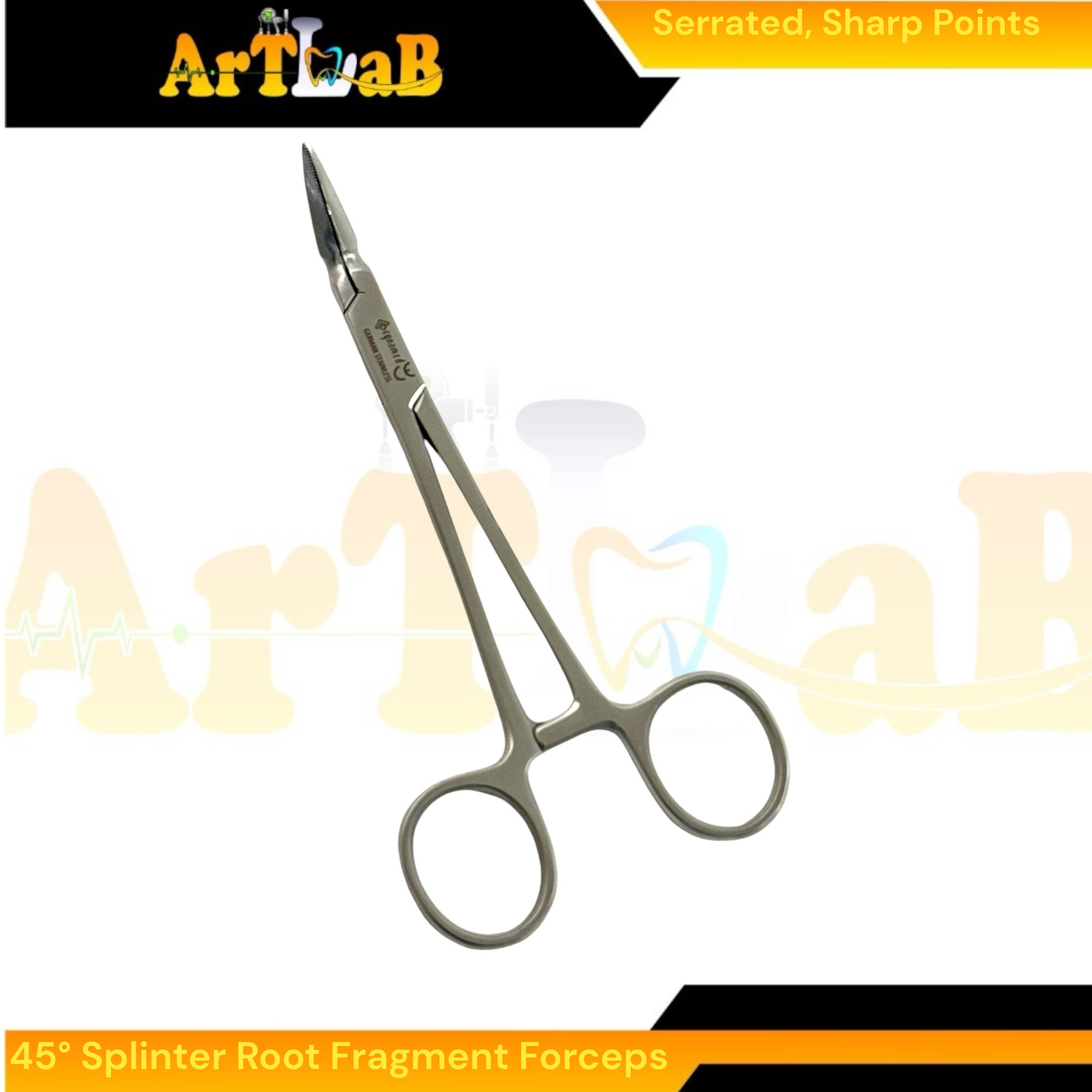 Steiglitz Root Fragment Forceps 45°, 5.5″, Sharp Serrated Points, Dental Forceps