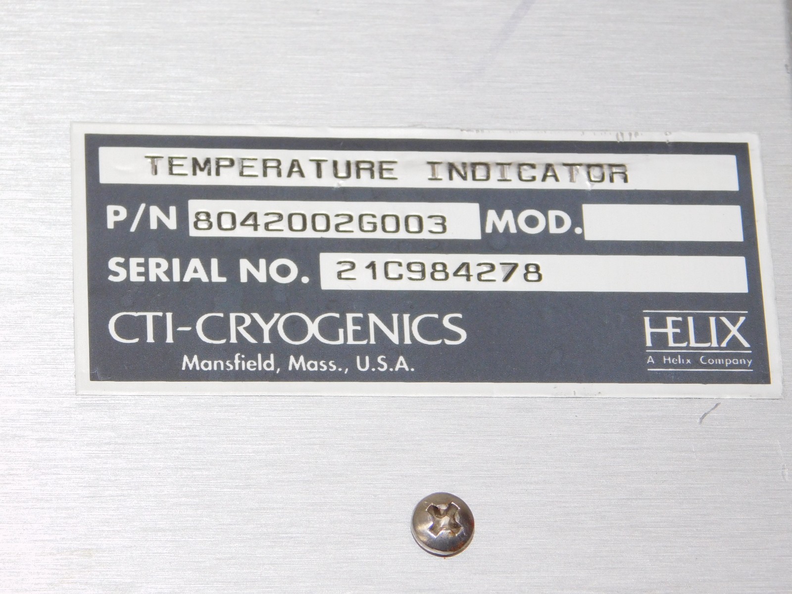 CTI Cryogenics 8042002G003 Benchtop Temperature Indicator Dial Kelvin Gauge USA