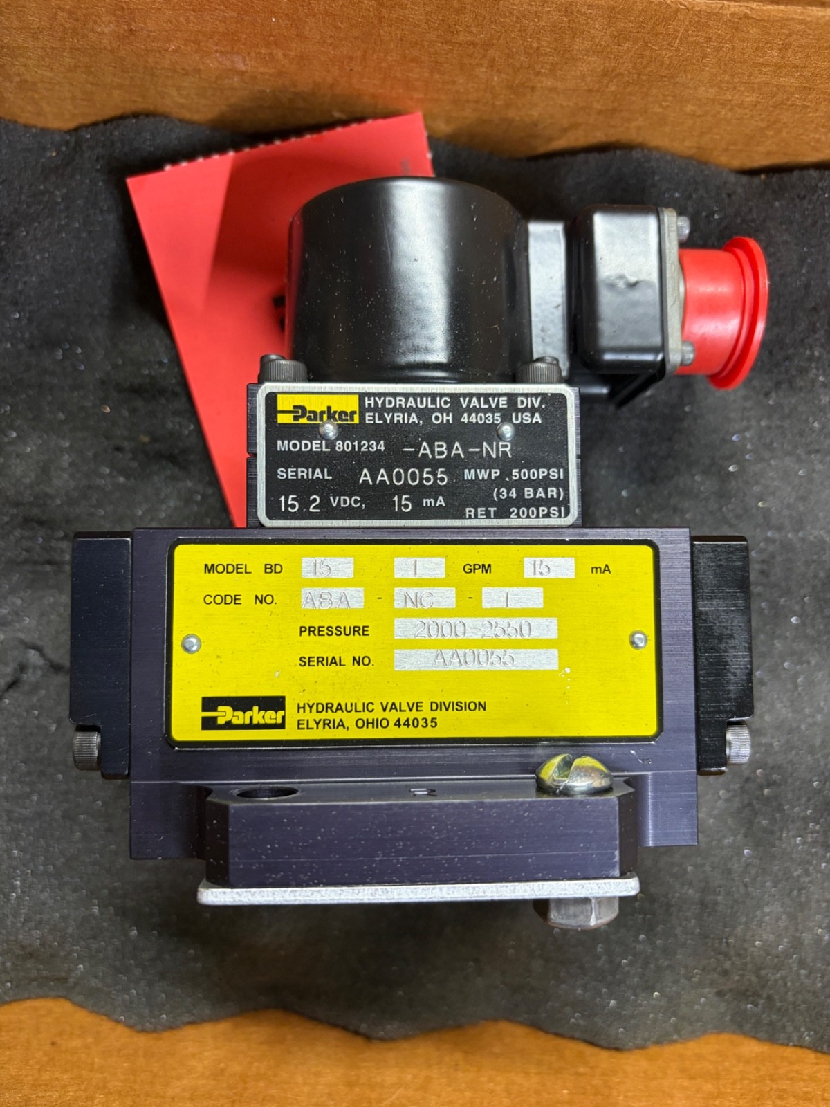 Parker 801234-ABA-NR Servo Valve 15.2 VDC 2000-2550PSI