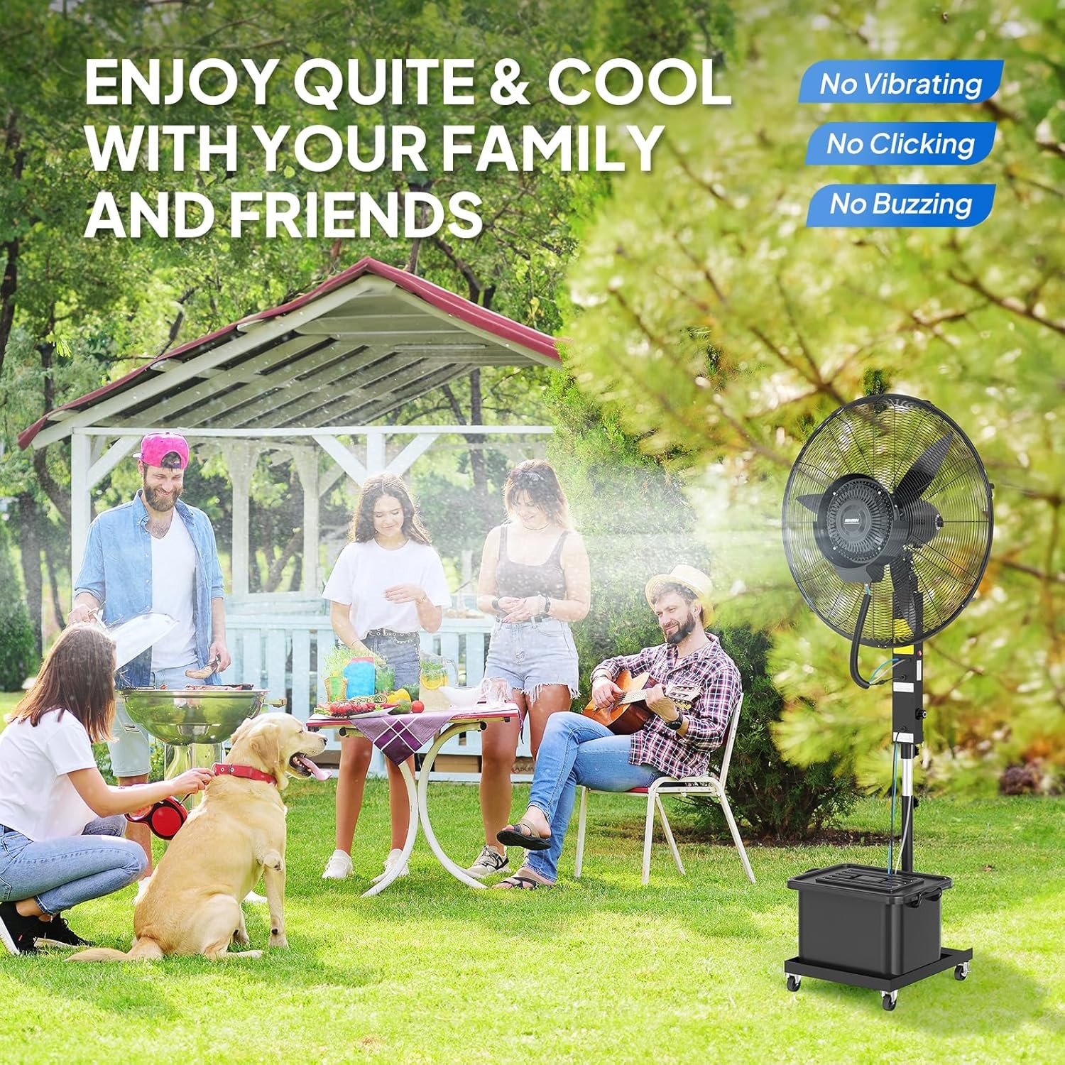 30″ Large Misting Fan With 60 Degree Oscillation 11 Gallon Water Tank Industrial
