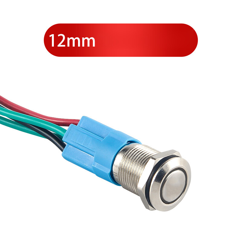 12/16/19/22mm Waterproof Momentary / Latching LED Push Button Switch Metal 3~24V