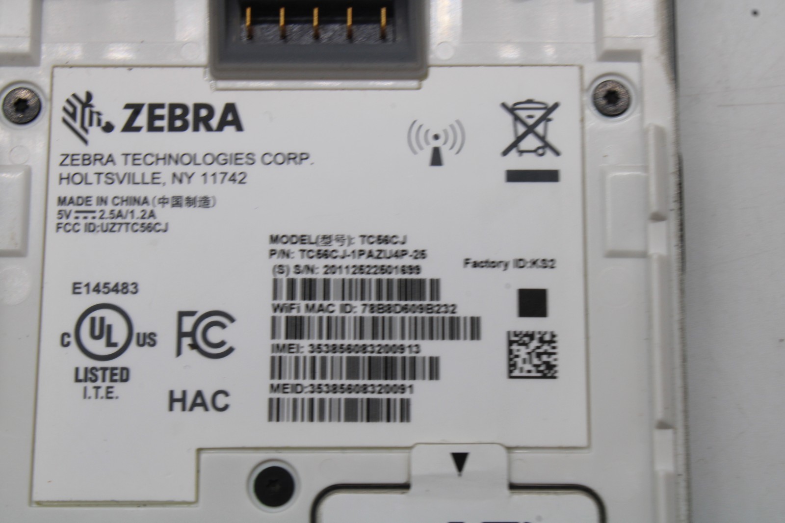 Zebra TC56 TC56CJ Android 8 GMS Mobile Computer TC56CJ-1PAZU4P-25