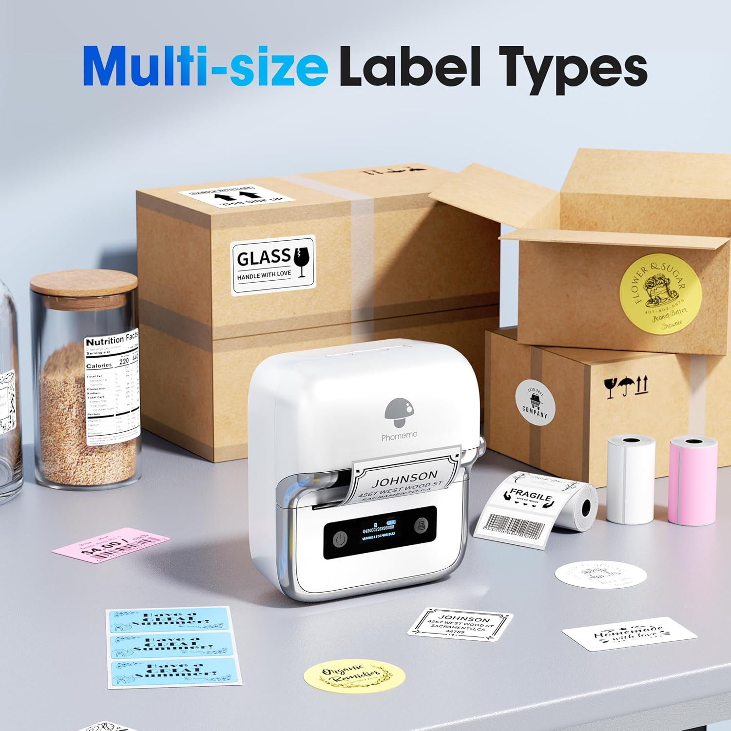 M250 3 Inch Label Maker Machine with Tape | Label Printer for Address
