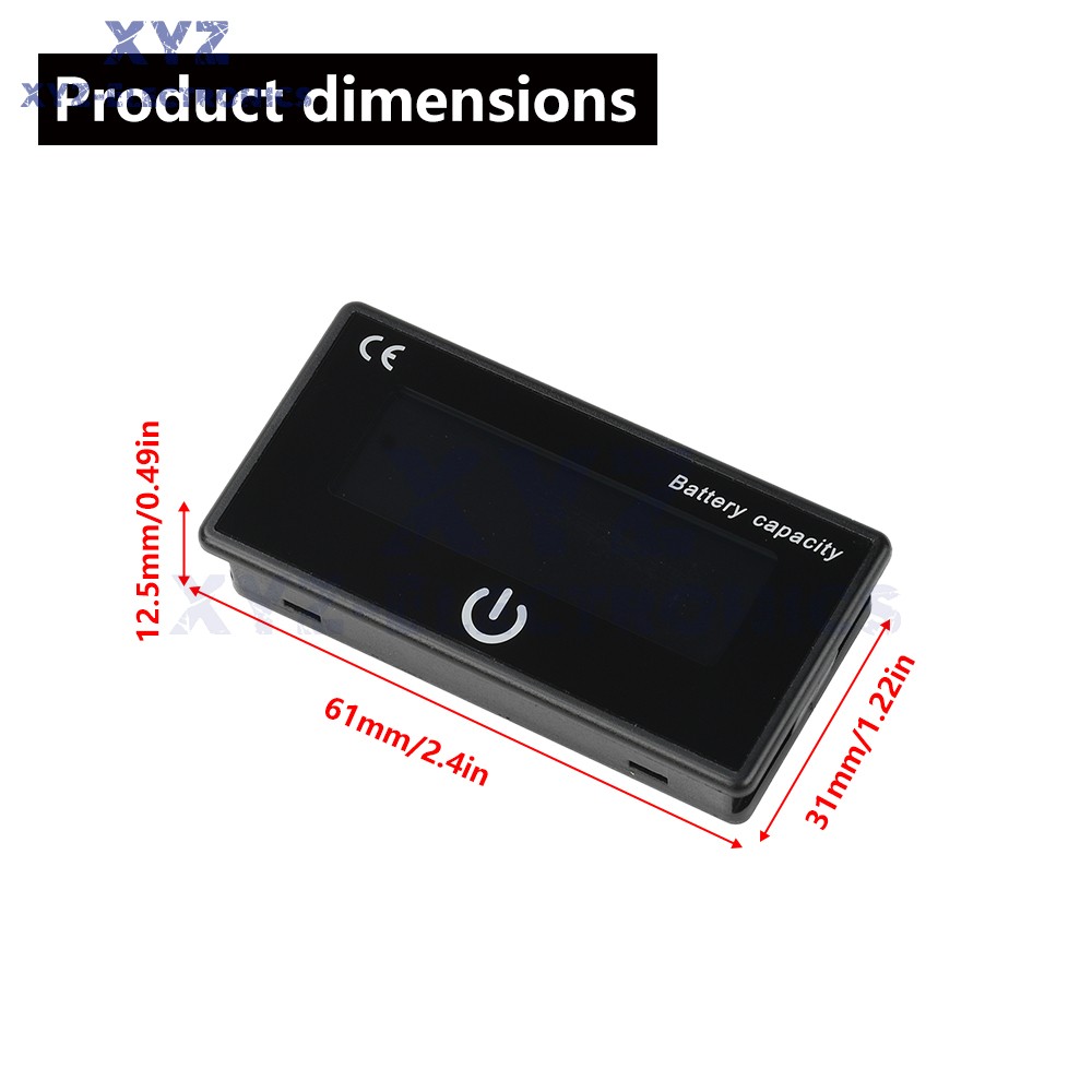Battery Indicator Percentage DC 8-100V Battery Voltage Temperature Tester Meter