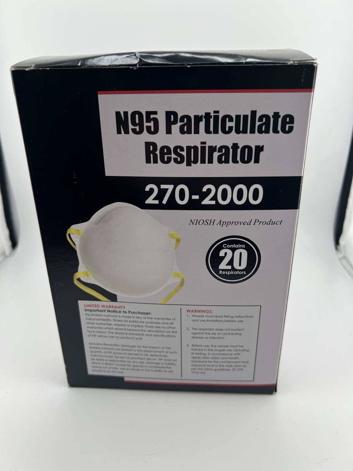 Safety Gear by PIP N95 Particulate Respirator Face Mask (270-2000) Box of 20