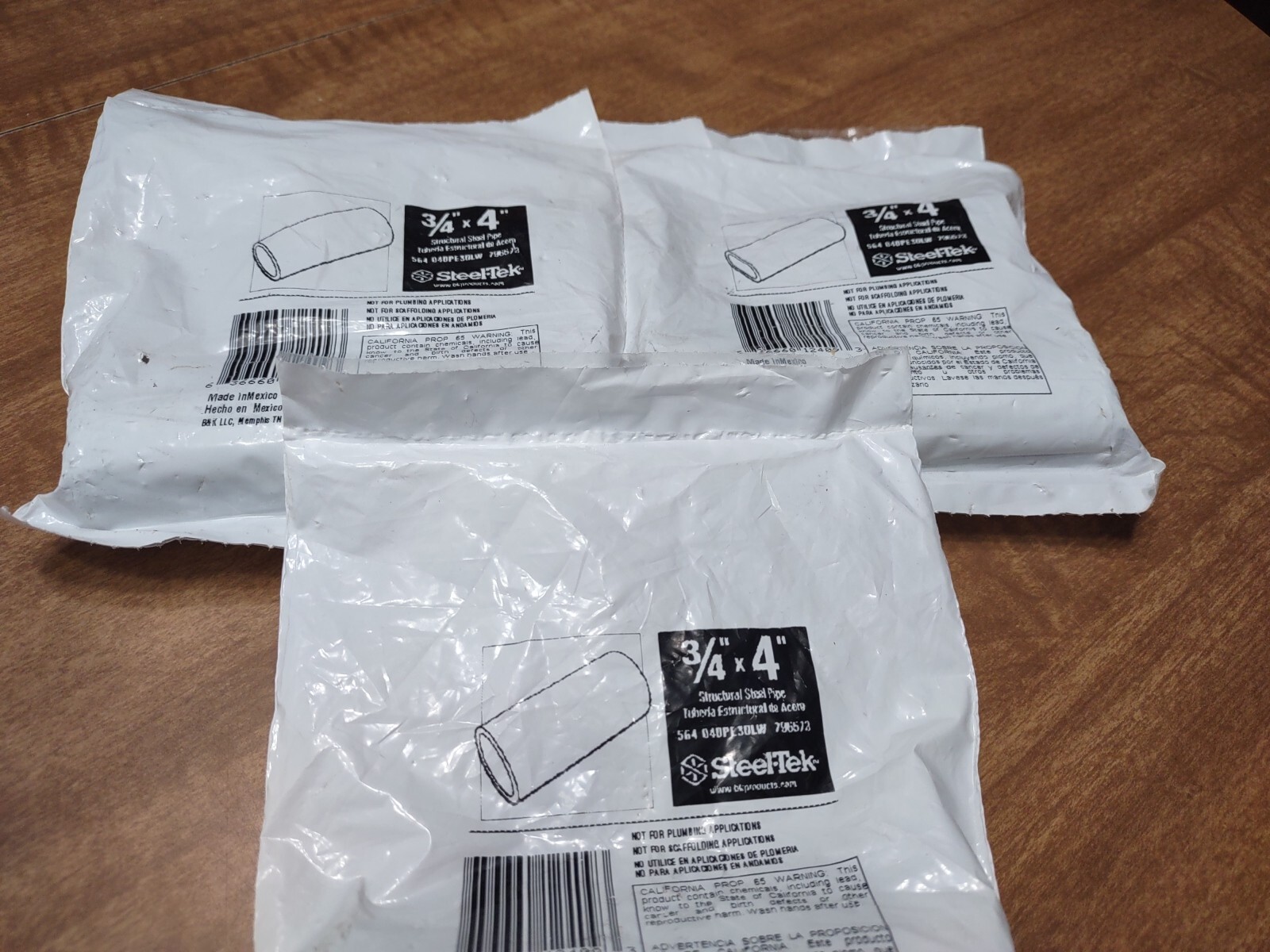 Lot Of 3 Steel-Tek 3/4″ x 4″ Structural Steel Pipe 796573 564-040PE30LW