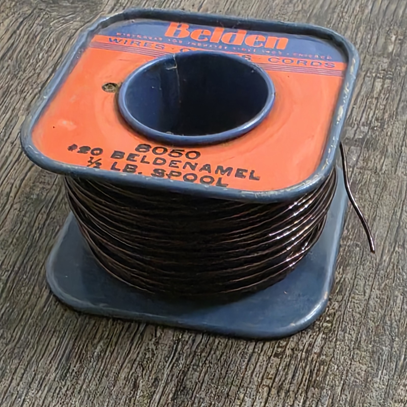 Vintage Belden Copper Wire 8050 #20 Beldenamel 1/2 lb Spool @ 7.2 oz