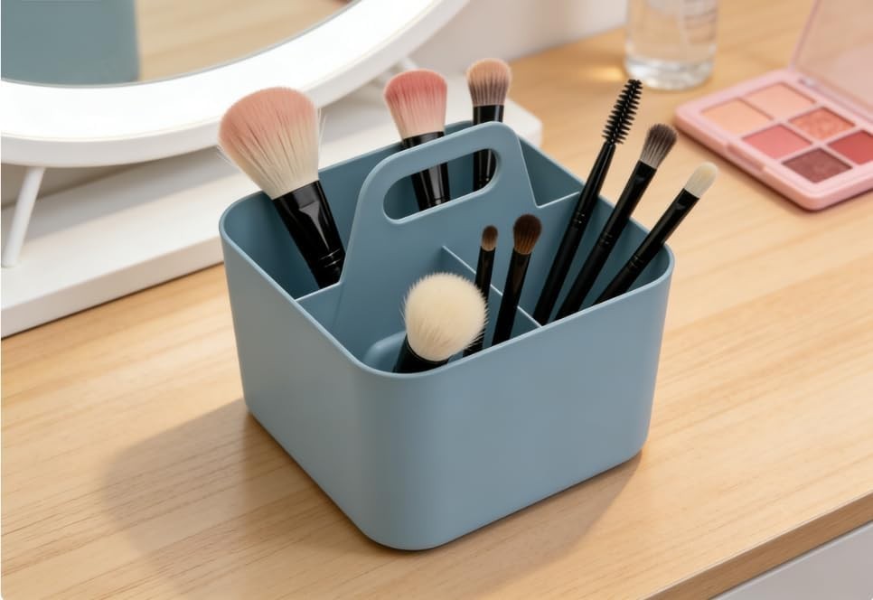 Stackable Desktop Organizer Basket Pencil Holder for Office School Blue
