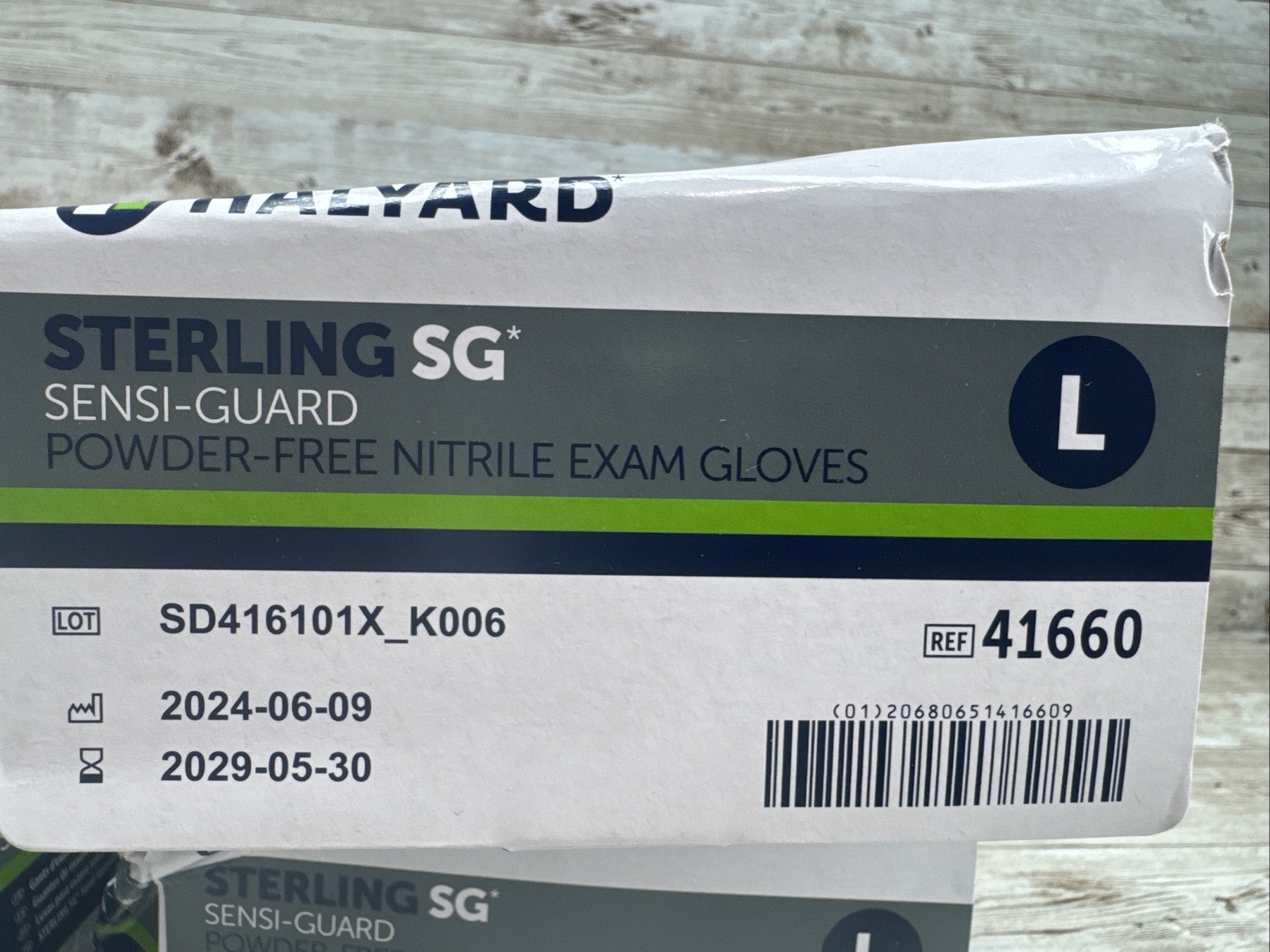 HALYARD NITRILE EXAM GLOVES STERLING SG *4 DENTED BOXES* Size: LARGE Exp: 5/29