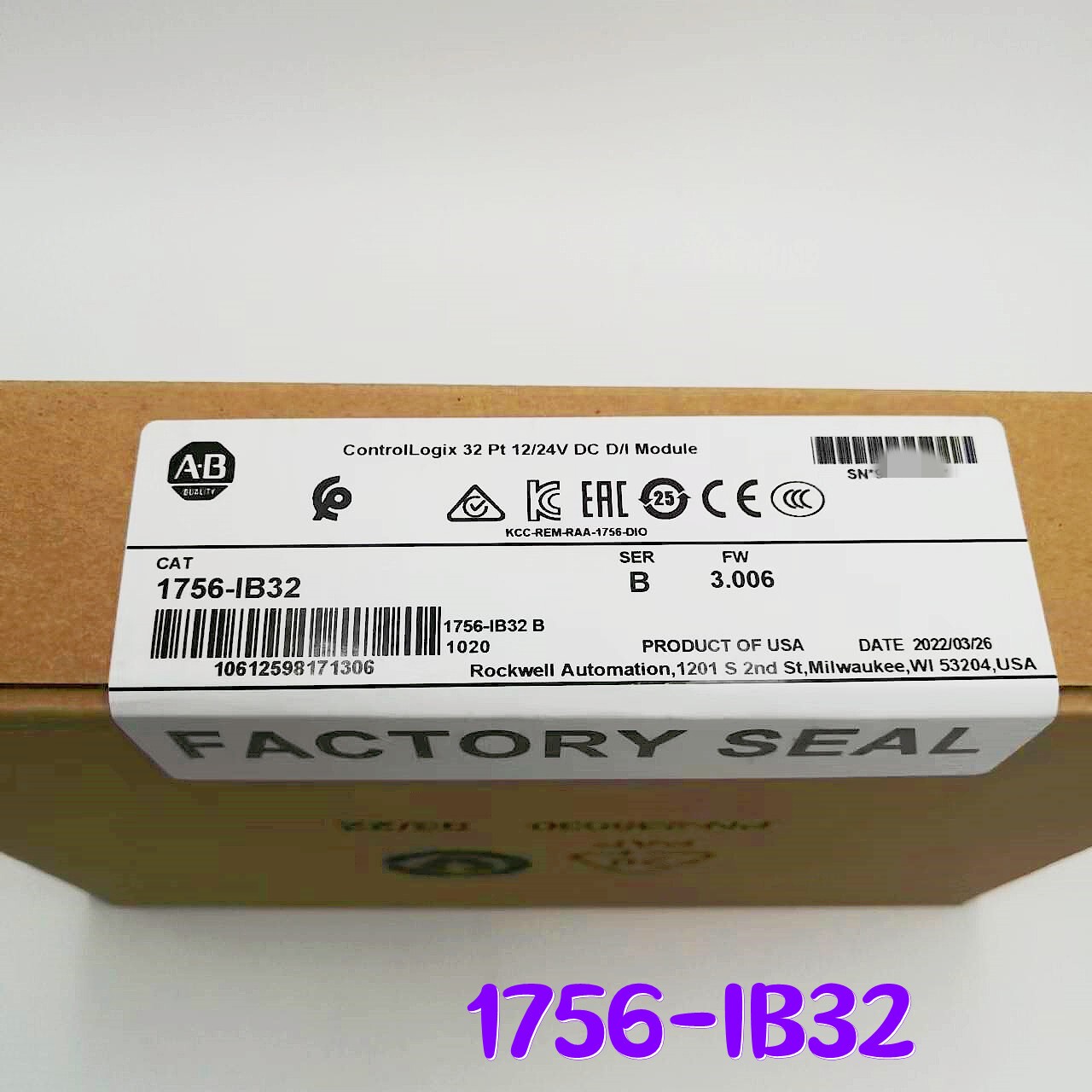 Allen-Bradley 1756-IB32 AB 1756 IB32 SERB CONTROLOGIX 32 PT DC INPUT MODULE US