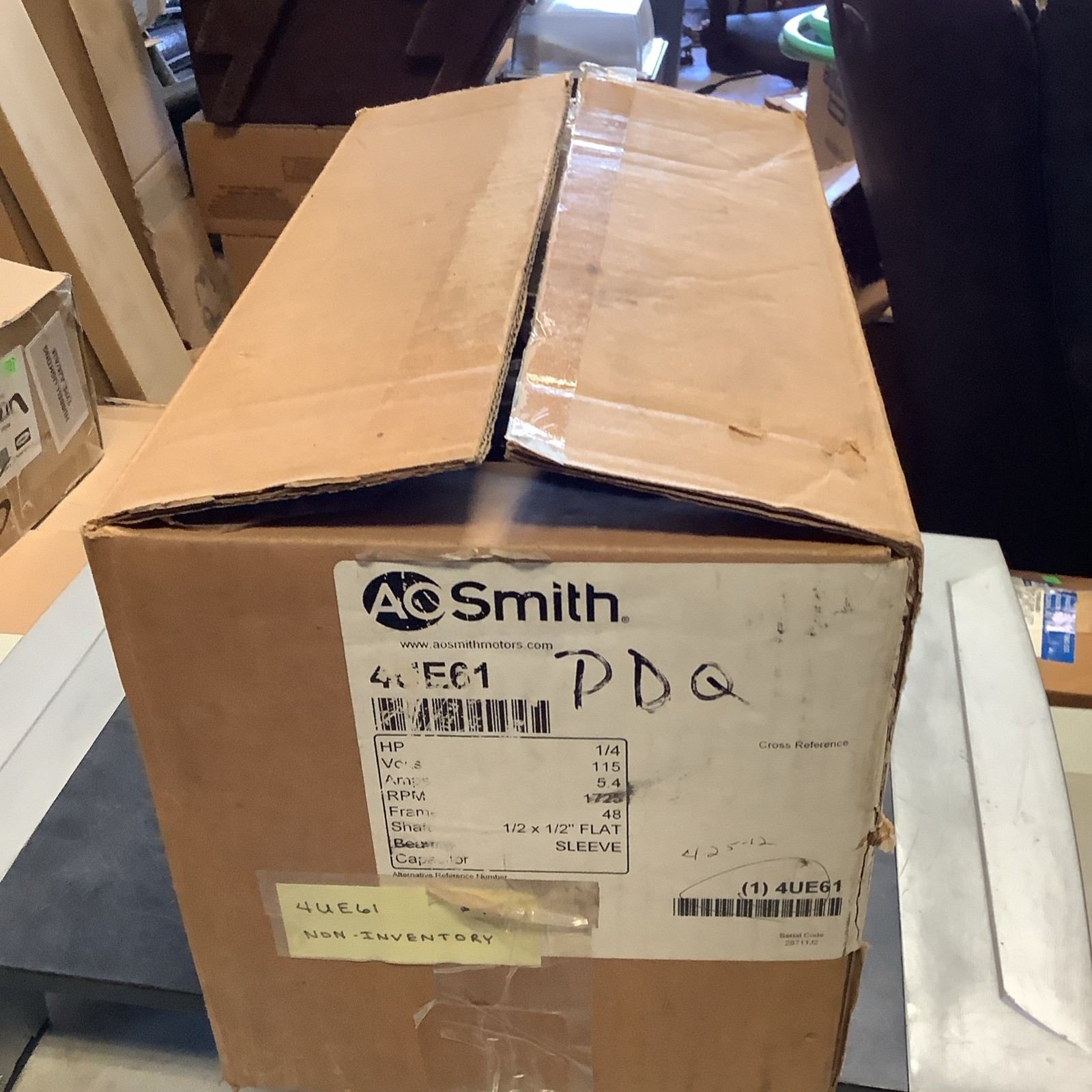 A.O.Smith 4UE61 Electric Motor, 1/4HP, 115V, 5.4AMP, 1725 RPM, 48 Frame