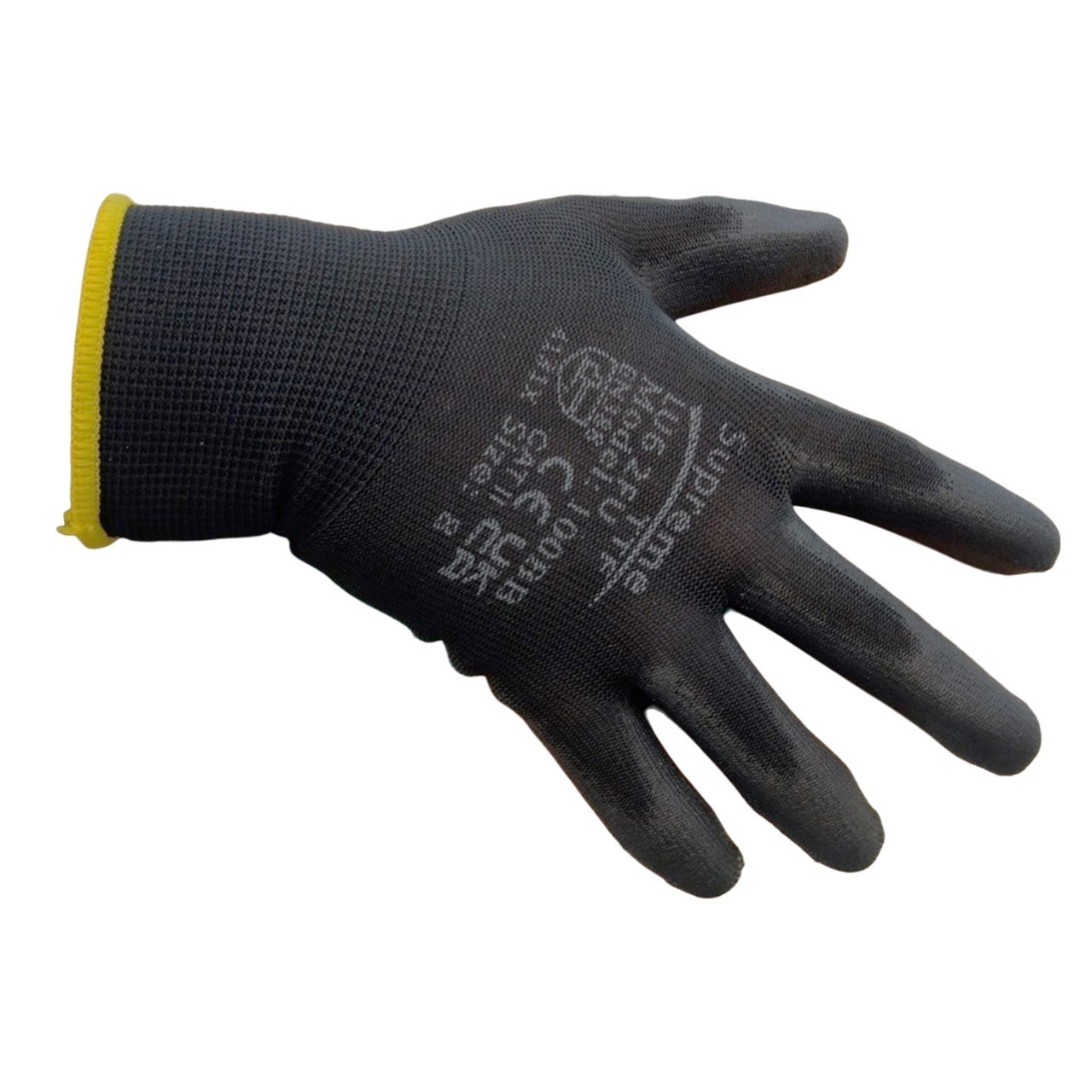 12 Pairs PU Coated Black Safety Work Gloves Glove Garden Grip Builders Gardening