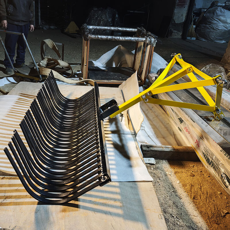 60″ Landscape Rock Rake 3 Point Cat 1 Tractor Attachment Soil Gravel Lawn Heavy