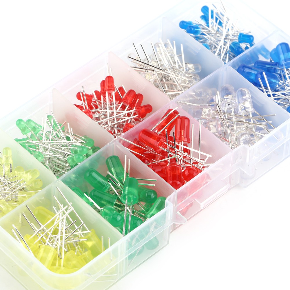 300pcs 3mm 5mm LED Light White Yellow Red Blue Green Assortment Diodes Kit T